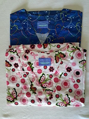 Medical Scrub Tops CAROL'S SCRUBS Women's V-NECK - SIZE 1X (16-18) LOT OF 2 - Image 1 of 4
