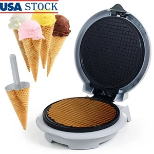 Waffeleisen Antihaft Pizzelle Eisen Dessert Maschine mit Verschlussriegel Weiß - Bild 1 von 4