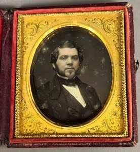 1/6 PLATE DAGUERREOTYPE, MATHEW BRADY IMAGE AND CASE, SPOTTING ON SURFACE