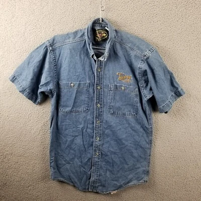 Victory Motorcycles Shirt Men Small Denim Short Sleeve Vintage Button Up - Image 1 of 4