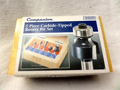 NEW! Companion 5-pc. CARBIDE TIPPED ROUTER BIT SET, 925525  Wooden Box - Image 1 of 4