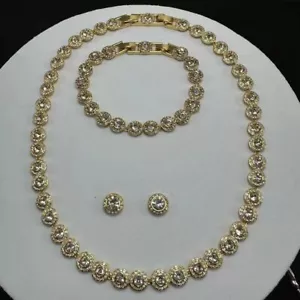 Swarovski Angelic collar cadena pulsera pendientes mujer traje redondo oro amarillo nuevo - Imagen 1 de 4