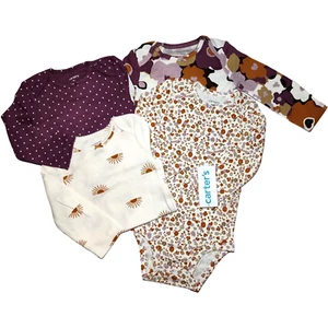 Carter's Baby Girl 3 Mos Long Sleeve Bodysuit Set 4pc Floral Sun Polka Dot NWT - Picture 1 of 3