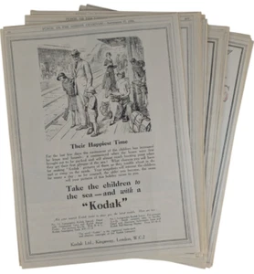 Kodak Camera Massive Lot of 21 Original 1920s PRINT ADS Punch UK ~8x11" - Picture 1 of 22