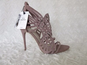 Sandalias de tacón alto de cuero gamuza topo Zara UK7 EUR40 US9 - Imagen 1 de 9