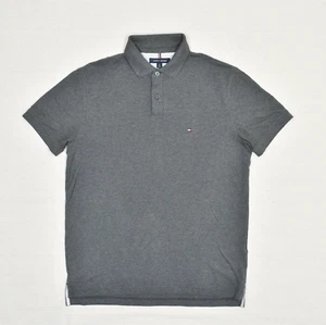Tommy Hilfiger Men Polo Shirt Short Sleeve Cotton Gray Size M Regular Stretch - Picture 1 of 8