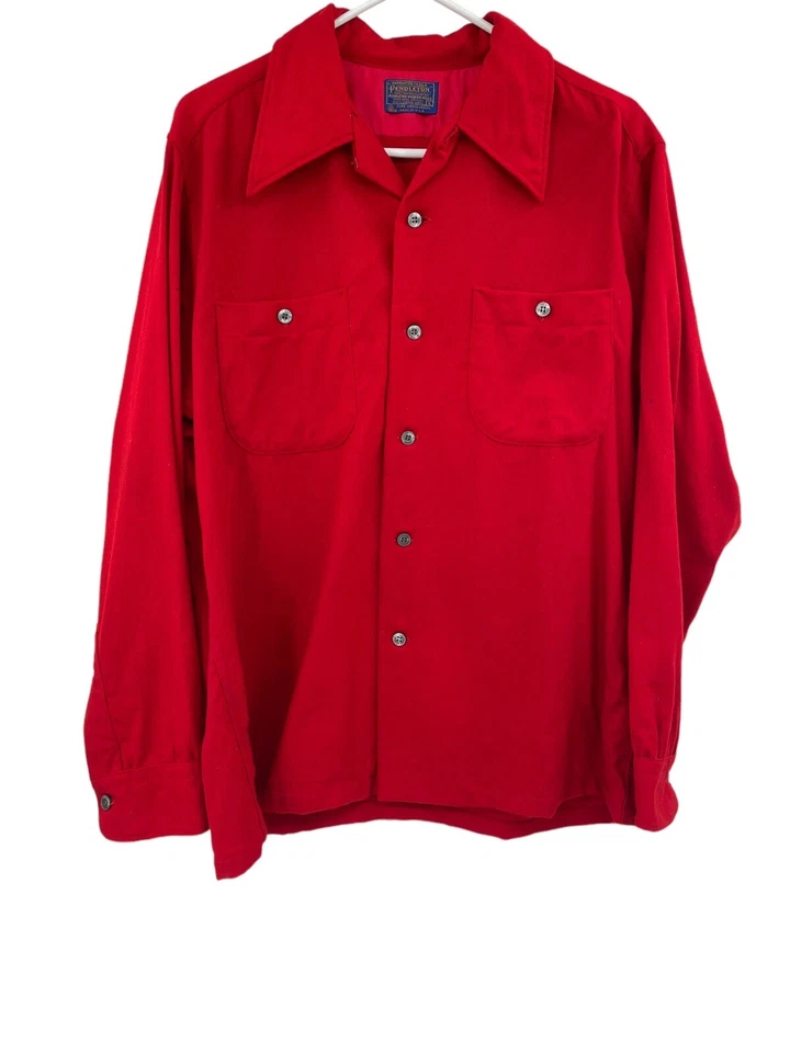 Vintage 1950's/1960's Pendleton Board Shirt Red Wool Flap Pockets size Large USA - Image 1 of 4