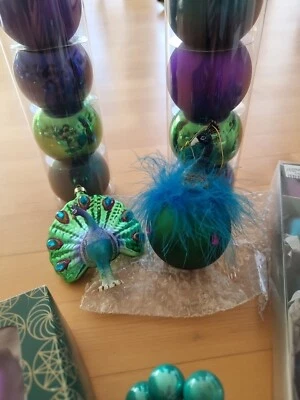 Weihnachtsdekoset PFAU lila,blau,grün Anhänger, Kugeln, Teelichthalter, Advent - Bild 1 von 4