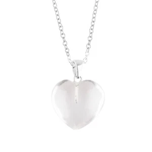 Valentine 30MM Real Clear Quartz 14K White Gold Plated 925 Heart Shape Pendant - Picture 1 of 5