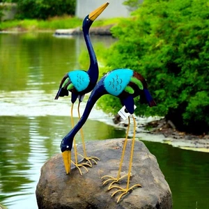 Gartenfiguren große Reiher moderne handgemachte Gartendekoration aus Metall - Bild 1 von 10