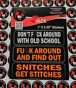Assorted Biker Old School Motorcycle Helmet Sticker 3 Pack Biker Helmet Decal - Picture 1 of 1