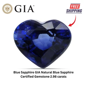 Blue Sapphire GIA Natural Blue Sapphire Certified Gemstone 2.98 carats - Picture 1 of 6