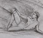 Beautiful Nude Art, drawing in Charcoal Expressive ORIGINAL, 30x35cm Signed