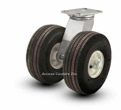 ACCESS CASTERS INC. 10PN272S 10" Dual Wheel Pneumatic Swivel Plate Caster, 700 lbs Capacity