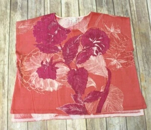 Coldwater Creek M/L sleeveless boxy sweater floral bright boxy silk blend coral - Picture 1 of 7