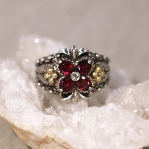 QVC Bixby Sterling Silver Ring w/ Purple Stones, Flower Collection, size 7 3/4 - Picture 1 of 12