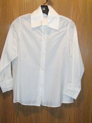 Blusa Top Bill Blass Mujer Marfil Blanco 100% SEDA Botón Frontal Talla 4 NUEVA $900 Foto 1 de 4
