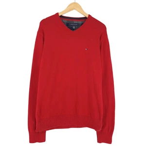 Suéter Vintage Tommy Hilfiger Para Hombre Rojo De Algodón Bh9 Talla XL - Imagen 1 de 8