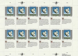 Feuillet de 12 timbres 1993 Nations Unies Droits de l'homme - Foto 1 di 2