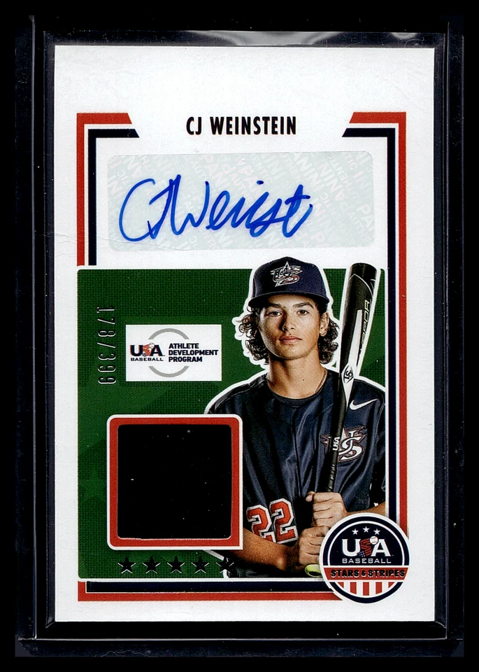 2022 USA BASEBALL STARS AND STRIPES MATERIAL AUTO #36 CJ WEINSTEIN /399 JERSEY - Image 1 of 3