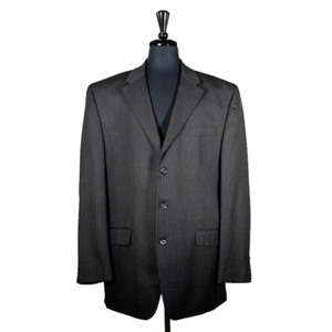 Chaps Ralph Lauren Mens Blazer Gray Blue Pinstripe Wool Jacket Sport Coat 46L - Picture 1 of 8