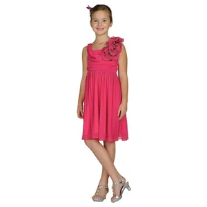 Vestido FUCSIA Talla 8 Chifón Flor Niña Fiesta Boda Cumpleaños Recital Baile de graduación - Imagen 1 de 2