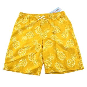 Cat & Jack Boys Size XL 16 Swim Trunks Drawstring Yellow Pineapples - Picture 1 of 6