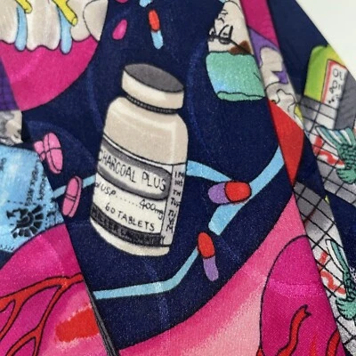 "Corbata vintage para hombre Nicole Miller tema médico 56x4""" Foto 1 de 4