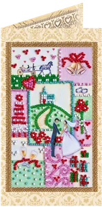 DIY Perlenstickerei Postkarte Set "Happy Wedding - 6" 3,3"x5,5" / 8,4x14,0 cm - Bild 1 von 5
