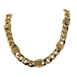 Christian Dior Estate Cuban Large 18K Plated Statement Neck Chain Necklace 18” - Picture 1 of 9