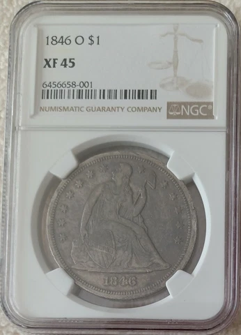 1846-O Seated Liberty dollar, NGC XF45, with toning Cover