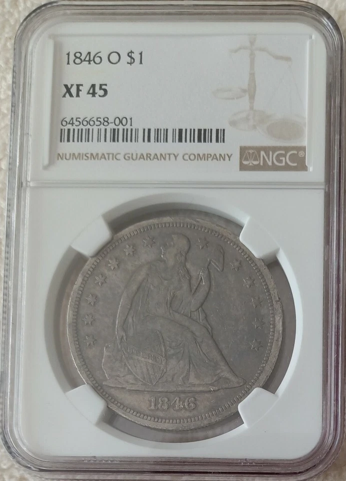 1846-O Liberty Seated dollar, NGC XF45, with toning - Image 1 of 4