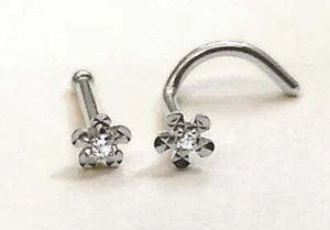 750 ECHT WEIßGOLD *** Diamant Brillant Nasenstecker Blume - Picture 1 of 8