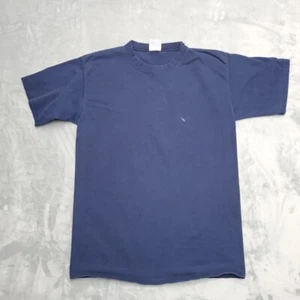 Vintage Pluma Shirt Men Blue Heavyweight Cotton Crewneck Blank Made in USA Tee - Picture 1 of 6