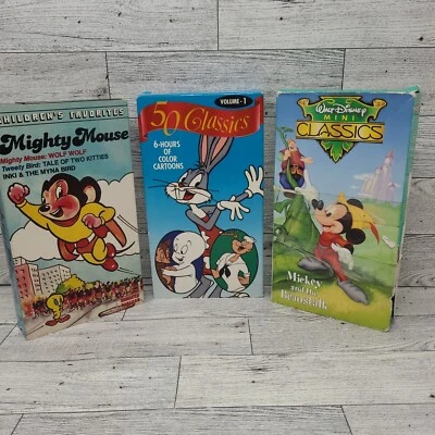 Classic Cartoons VHS Lot of 3 Mickey Mighty Mouse Tweety Bugs Casper Popeye - Image 1 of 4