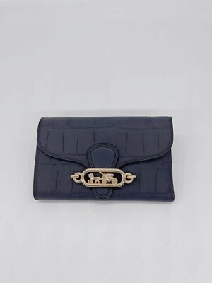 NWT Coach 91192 Jade Medium Envelope Wallet Crocodile Embossed leather Midnight - Image 1 of 4