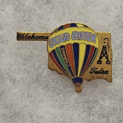 Vintage Collectible Enamel Hot Air Balloon Cloud Clipper Tulsa Oklahoma Team Pin - Image 1 of 4