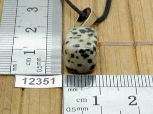 Pendentif JASPE DALMATIEN + cordon reglable mineraux pierre roulée reiki collier - Picture 1 of 1