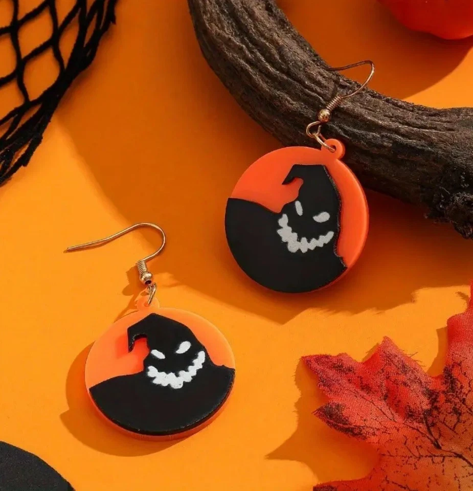 Pendientes colgantes Oogie Boogie naranja luna  Foto 1 de 2