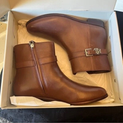 Lauren Ralph Lauren Mujer 8.5 Marrón Cuero Botines Cuero Foto 1 de 4