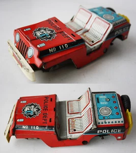 SELTENES VINTAGE 60ER POLIZEIABTEILUNG JEEP NR 110 GRIECHISCHES BLECHSPIELZEUG VASILEIADIS GRIECHENLAND! - Bild 1 von 8