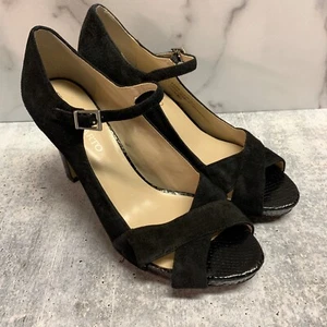 Franco Sarto Women's Size 8.5 Valita Black Suede Sandals Open Toe Heel - Picture 1 of 7