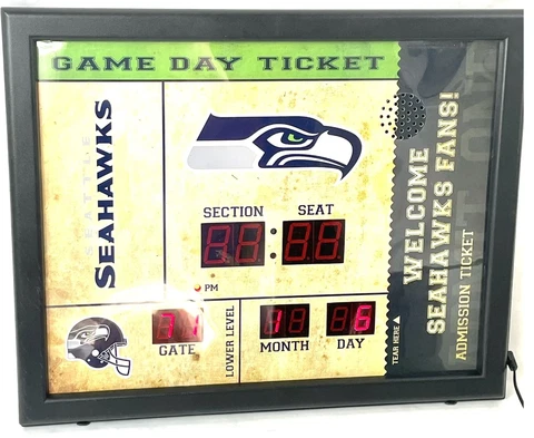 Team Sports Seattle Seahawks Game Ticket Bluetooth Scoreboard Wall Clock Cover