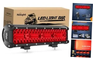  LED Light Bar 12 Inch 240W LED Pod Lights Triple Row Spot Flood Combo Red - Picture 1 of 7