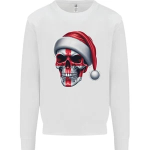 England Christmas Skull Xmas English Flag Biker Kids Sweatshirt Jumper - Picture 1 of 6