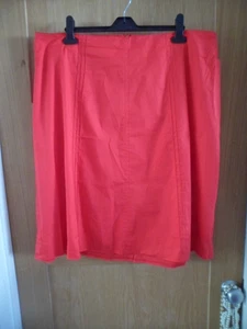 NEW LOOK SIZE 20 RED SKIRT PIN STITCH STRIPS 25L A LINE STRETCH COTTON - Picture 1 of 3