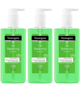 3x Neutrogena Oil Balancing Facial Wash with Lime & Aloe Vera | Oil Free 200ml - Picture 1 of 2