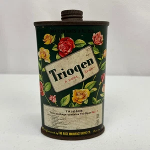 Vintage TRIOGEN Rose Spray Tin No. 2 ROSE MANUFACTURING CO. 4" Tall Floral Tin - Picture 1 of 7