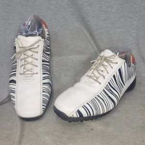 FootJoy FJ LoPro Collection White Zebra Print Spike Shoes Womens SZ 7.5W 97121 - Picture 1 of 9