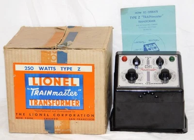 BOXED Lionel Type Z transformer 250 watts 4controls CHROME face Std/O +instructn - Image 1 of 4